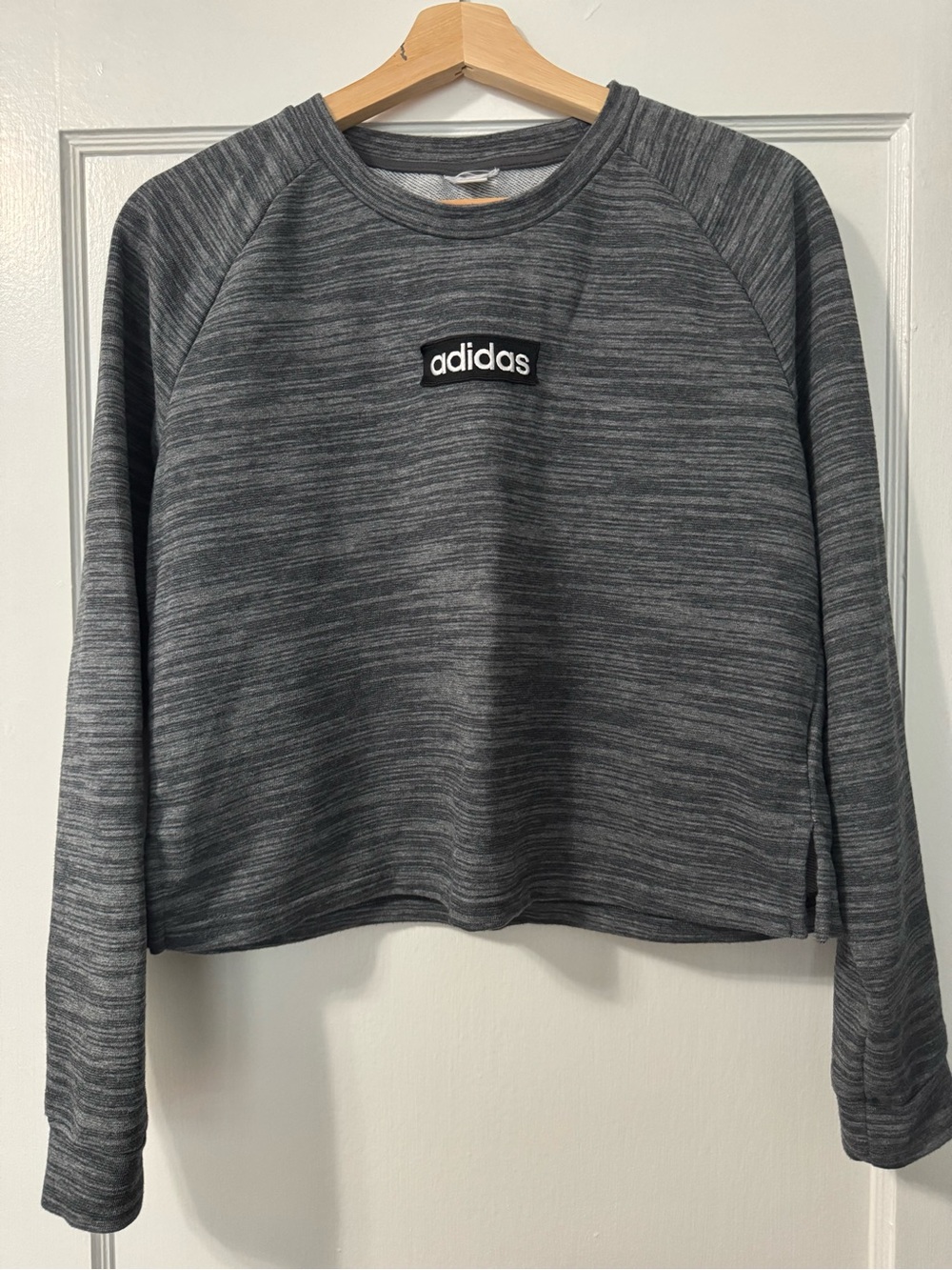 adidas Gray Pullover with Black & White Logo Patch